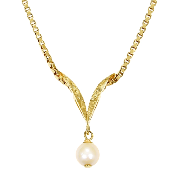 Collier, 14K, Gelbgold, Zuchtperle