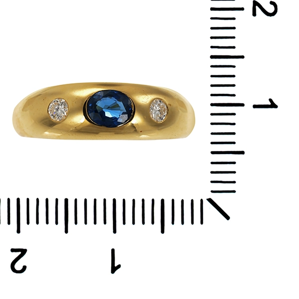 Ring, 18K, Gelbgold, Saphir, Brillanten