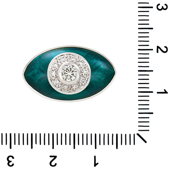 Ring, 18K, Weißgold, Brillanten, Emaille