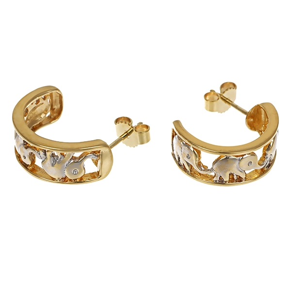 Steckcreolen, 8K, Gelb-/Weißgold