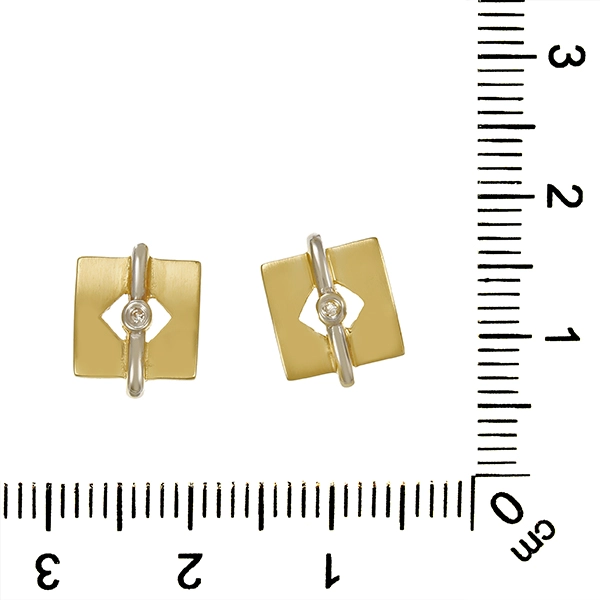 Ohrstecker, 14K, Gelb-/Weißgold, Diamanten