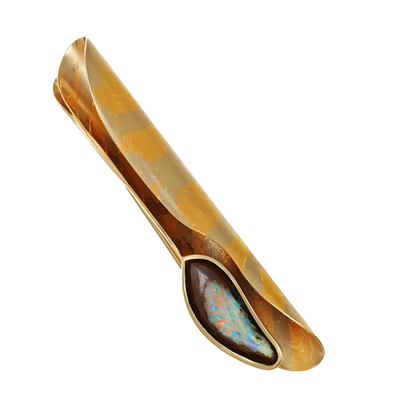 Brosche, 18K, Gelb-/Weißgold, Opal