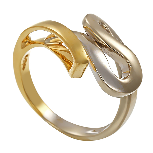 Ring, 18K, Gelb-/Weißgold, teilrhodiniert