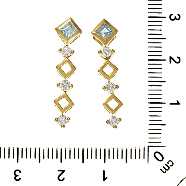 Ohrhänger, 14K, Gelbgold, Zirkonia, synth. Spinell