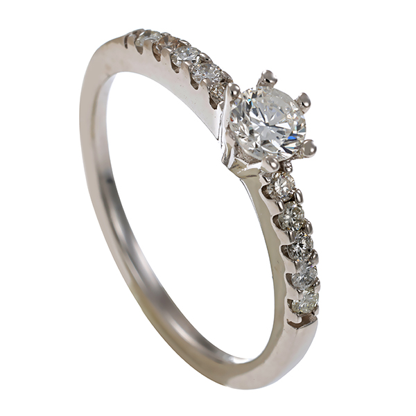 Ring, 14K, Weißgold, Brillanten