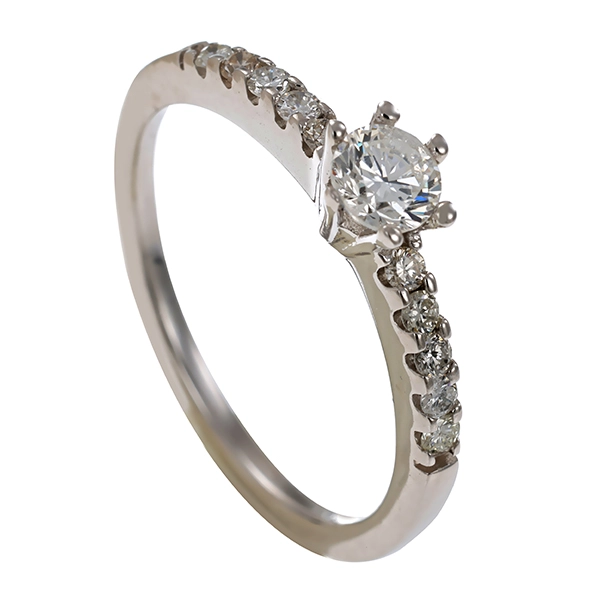 Ring, 14K, Weißgold, Brillanten