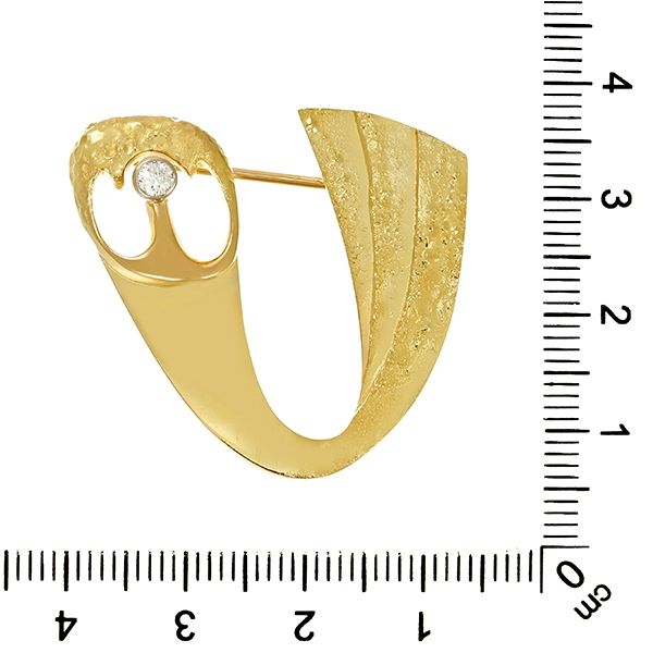 Brosche, 14K, Gelbgold, Brillant