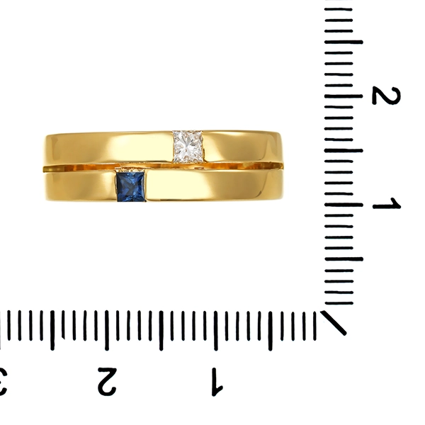Ring, 18K, Gelbgold, Saphir, Diamant