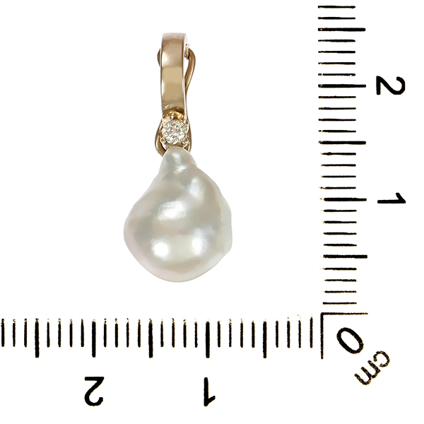 Anhänger, 14K, Weißgold, Südsee-ZP, Brillant