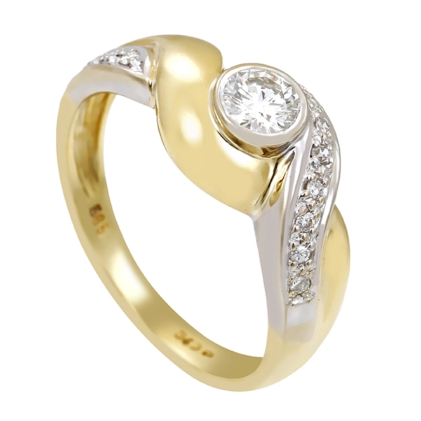 Diamantring, 14K, Gelb-/Weißgold, Brillanten 0,40ct