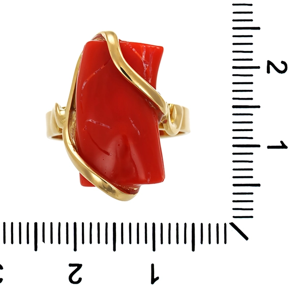 Ring, 18K, Gelbgold, Koralle
