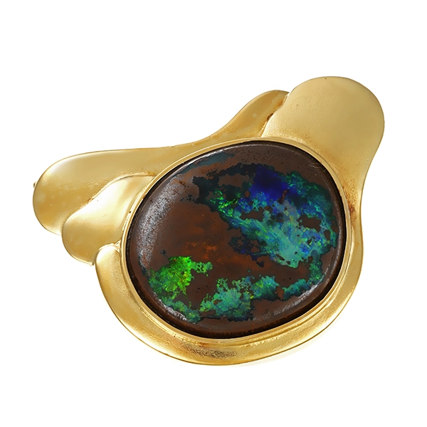 Brosche, 14K, Gelbgold, Opal