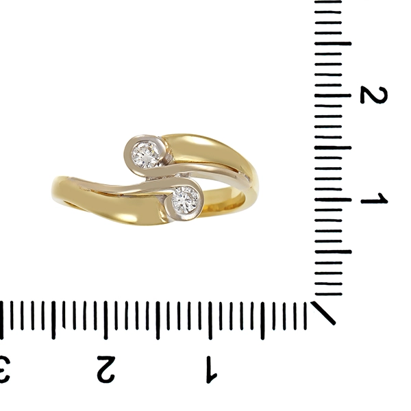 Ring, 14K, Gelb-/Weißgold, Brillanten