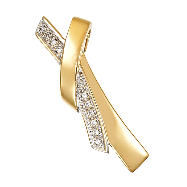 Anhänger, 14K, Gelb-/Weißgold, Brillanten