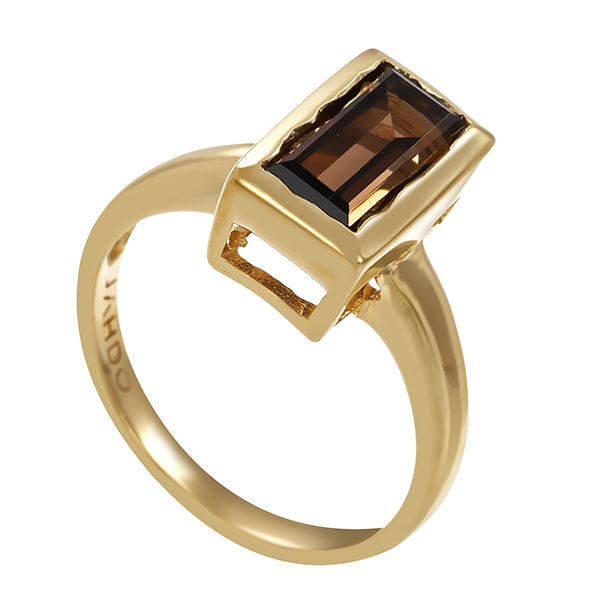 Ring, 9K, Gelbgold, Rauchquarz