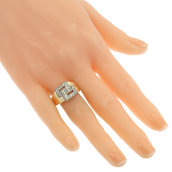 Ring, 14K, Gelb-/Weißgold, Brillanten