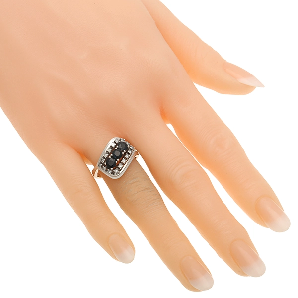Ring, 14K, Weißgold, Brillant, Saphir