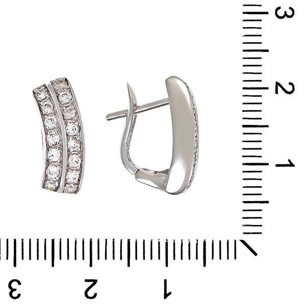 Steckclipse, 14K, Weißgold, Zirkonia