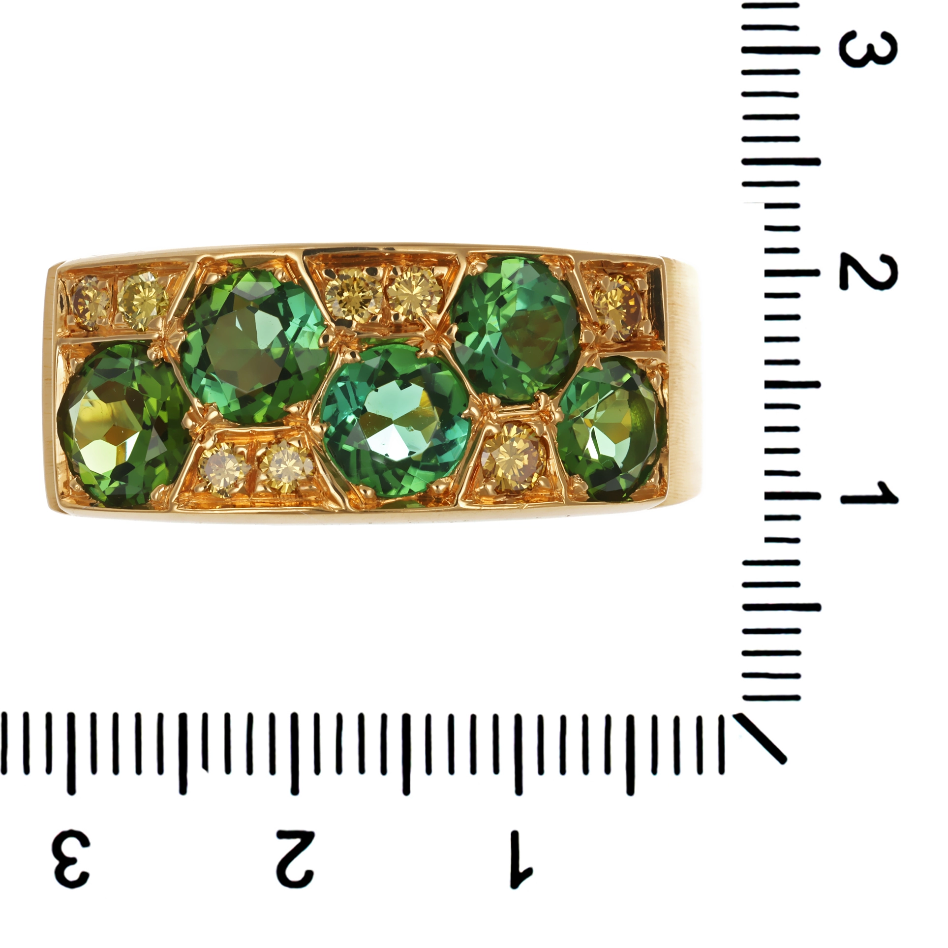 Ring, 18K, Gelbgold, Turmalin, Brillant