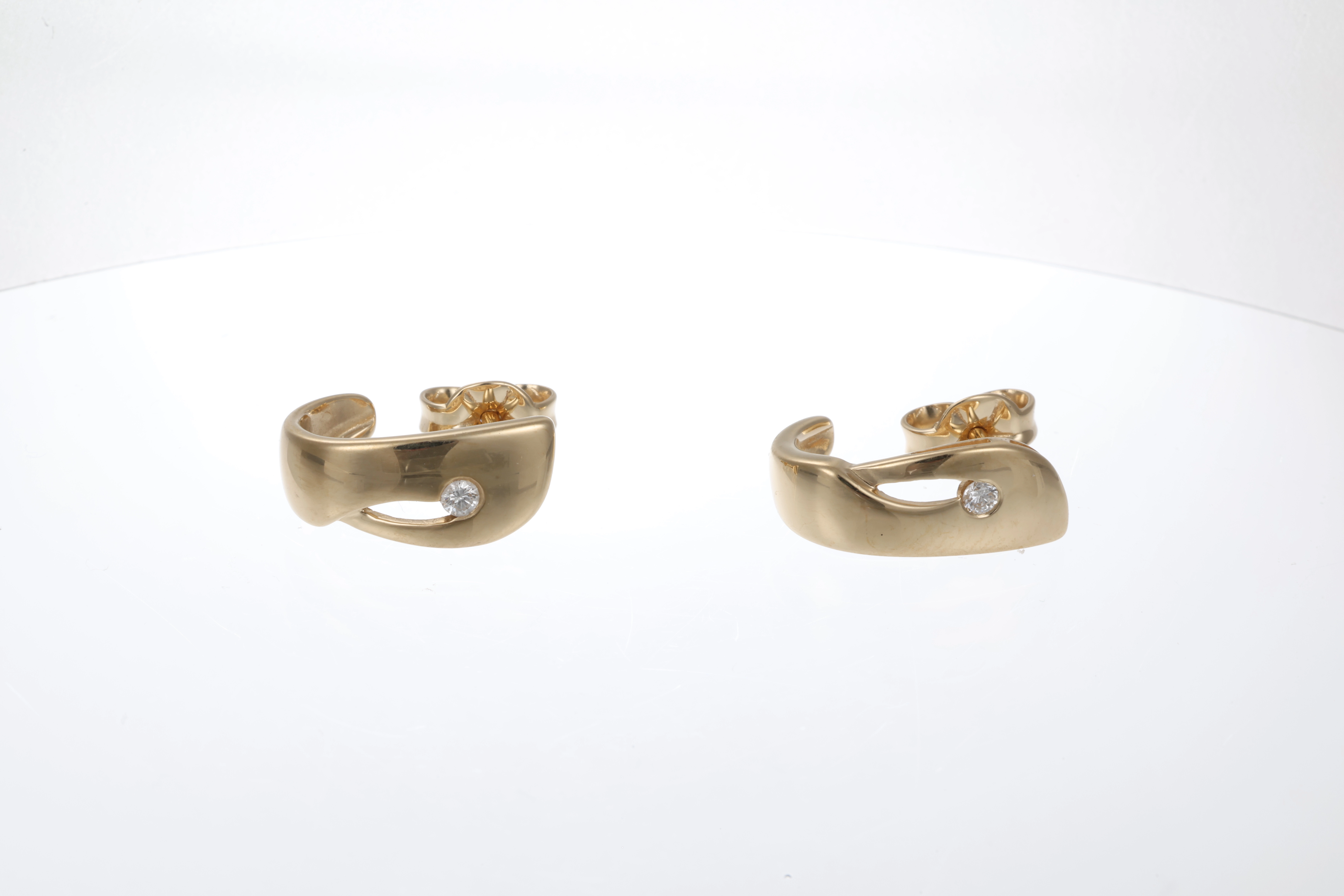 Steckcreolen, 14K, Gelbgold, Brillanten