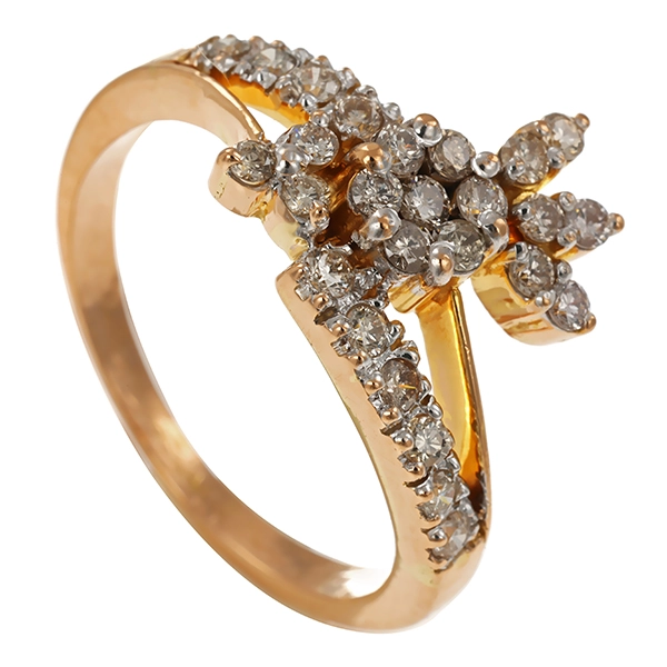 Diamantring, 14K, Gelbgold, Brillanten 0,52 ct