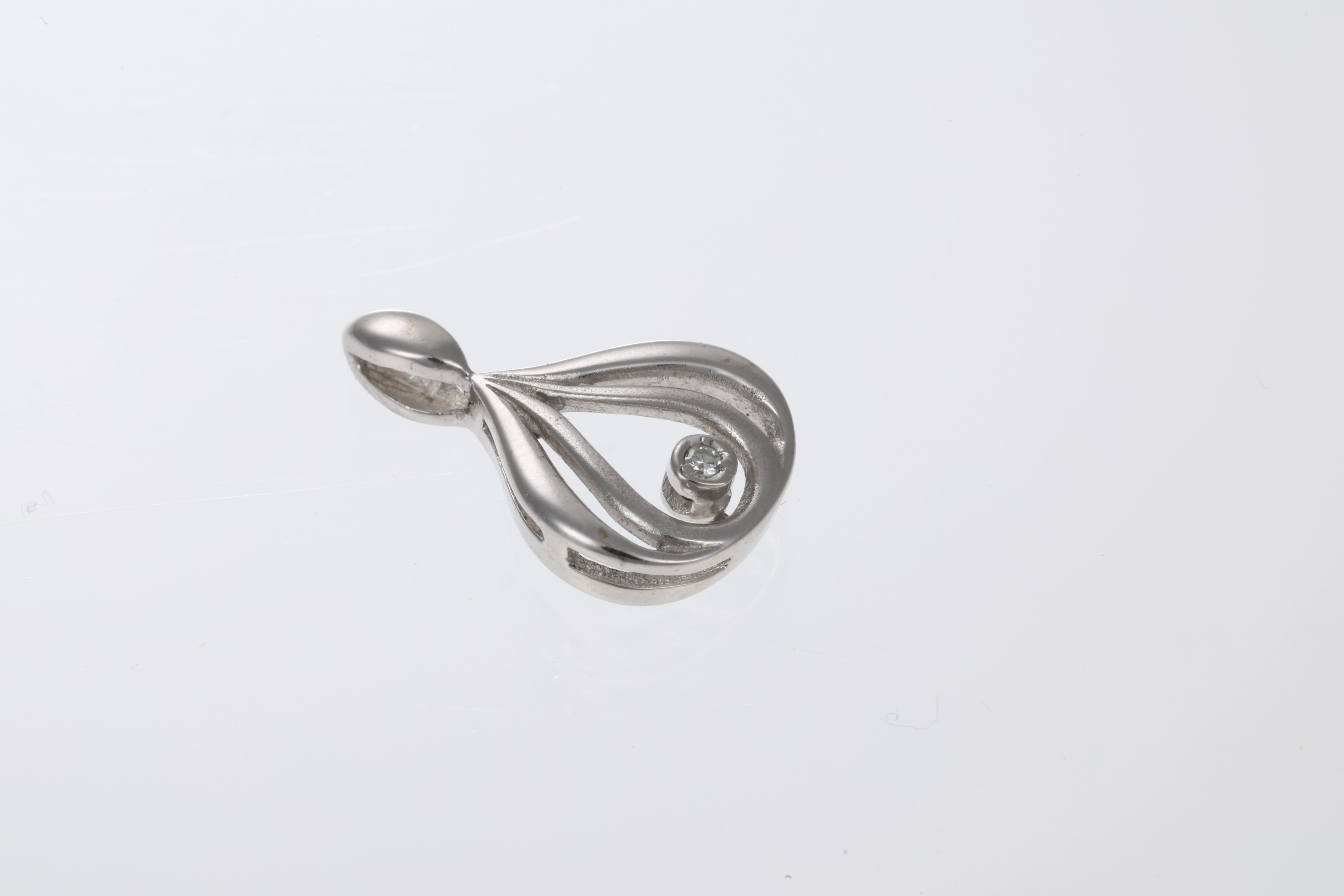 Anhänger, 14K, Weißgold, Diamant
