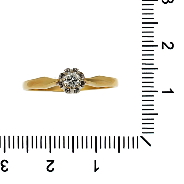 Brillantring, 14K, Gelb-/Weißgold, 0,10ct
