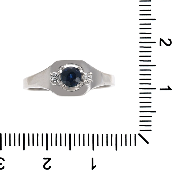 Ring, 18K, Weißgold, Saphir, Brillanten