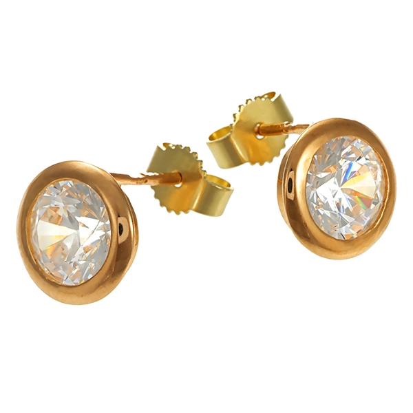 Ohrstecker, 14K, Gelbgold, Zirkonia