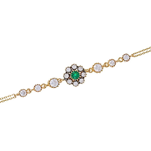 Armband, 14K, Gelbgold, Schmuckstein, Zirkonia
