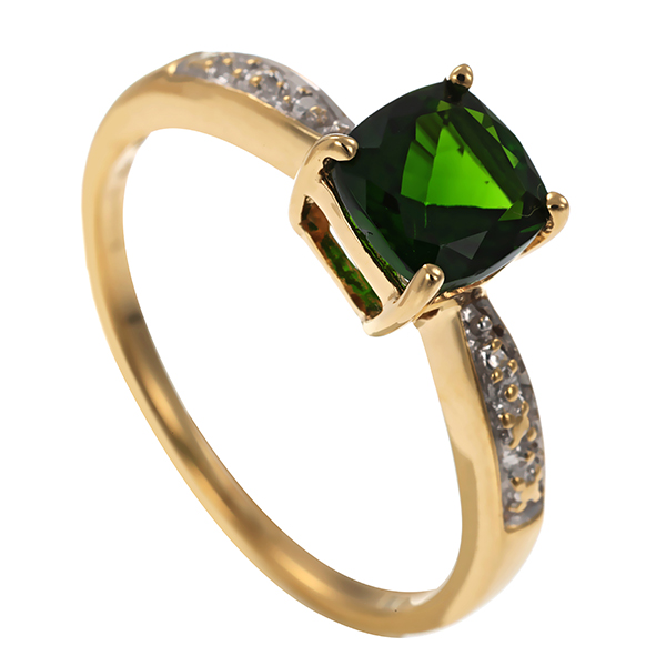 Ring, 9K, Gelb-/Weißgold, Chromdiopsid