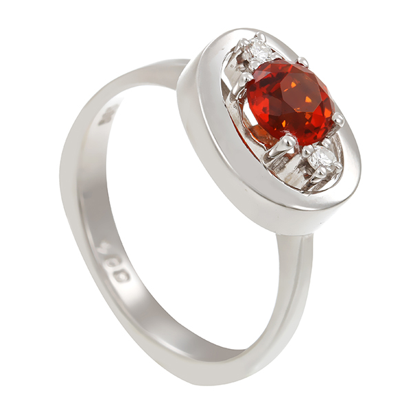 Ring, 14K, Weißgold, Citrin, Diamanten