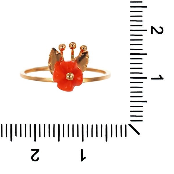 Ring, 14K, Rotgold, Koralle