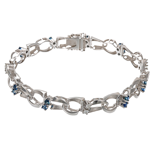 Armband, 14K, Weißgold, Brillanten, Saphire