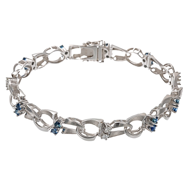 Armband, 14K, Weißgold, Brillanten, Saphire