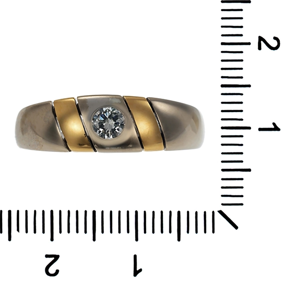 Herrenring, 18K, Gelb-/Weißgold, Brillant 0,20ct