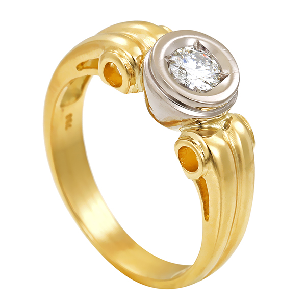 Diamantring, 18K, Gelb-/Weißgold, Brillant