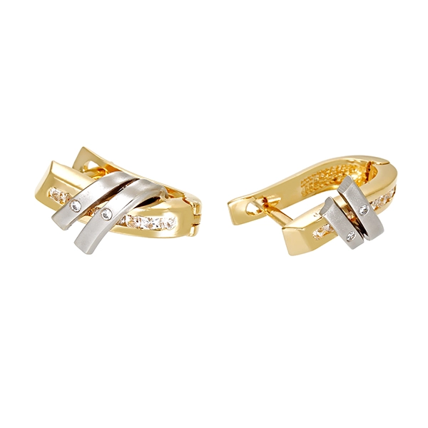 Creolen, 14K, Gelb-/Weißgold, Zirkonia