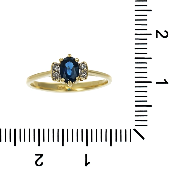 Ring, 14K, Gelb-/Weißgold, Saphir, Diamanten