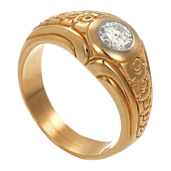 Herrenring, 14K, Gelbgold, Brillant 0,50ct