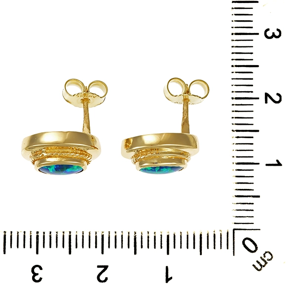 Ohrstecker, 14K, Gelbgold, synthetische Opale