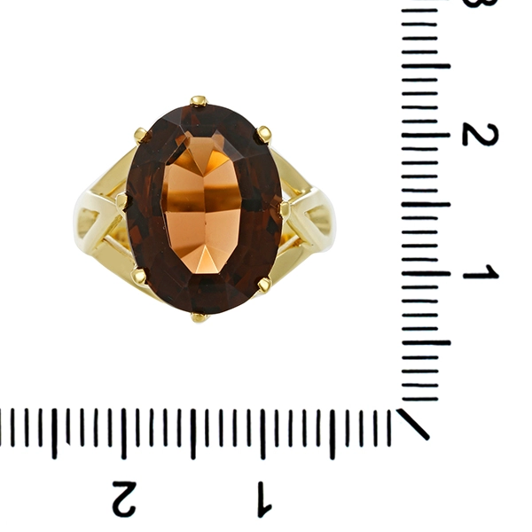 Damenring, 14K, Gelbgold, Rauchquarz, U55