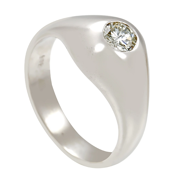 Herrenring, 14K, Weißgold, Brillant 0,50 ct