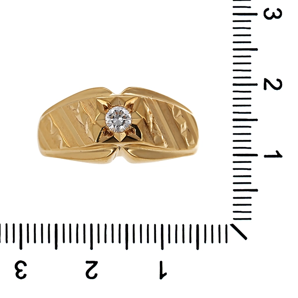 Herrenring, 14K, Gelbgold, Brillant 0,10 ct