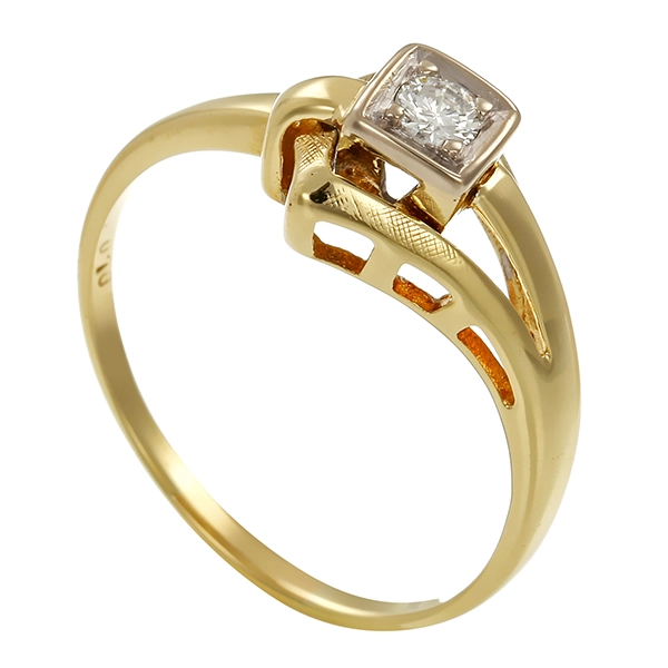 Brillantring, 14K, Gelb-/Weißgold, Brillant 0,10 ct