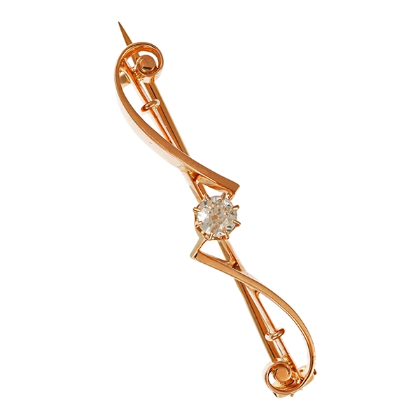 Brosche, 14K, Gelbgold, Diamant, Antik