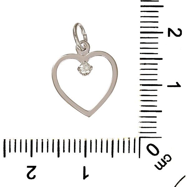 Anhänger, 14K, Weißgold, Brillant, Herz