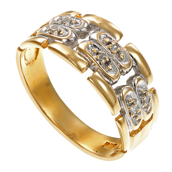 Diamantring, 14K, Gelb-/Weißgold, Diamanten