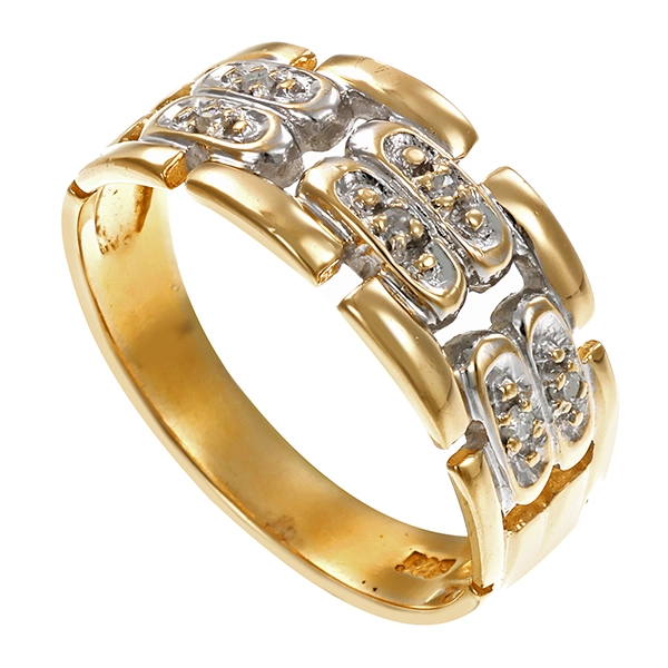 Diamantring, 14K, Gelb-/Weißgold, Diamanten