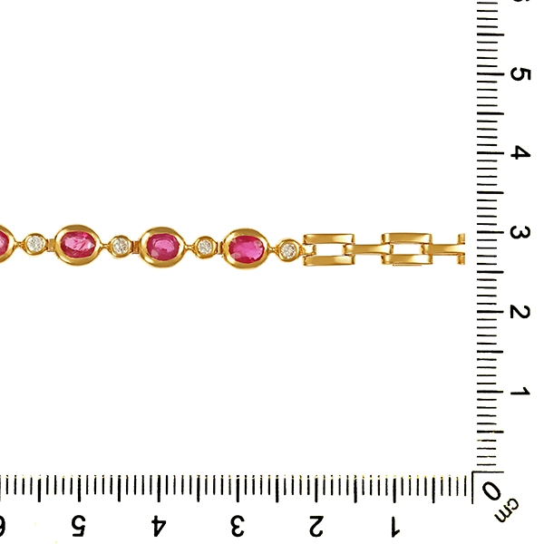 Armband, 18K, Gelbgold, Rubine, Brillanten